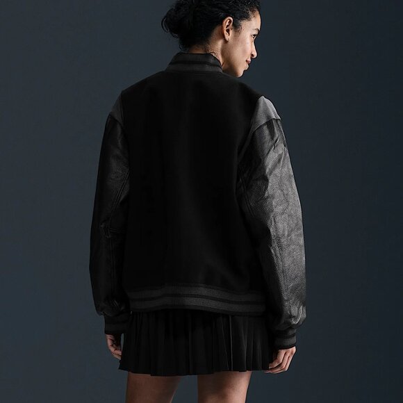 NIKE Sportswear Destroyer Leather & Wool Blend Varisty Bomber Jacket Size S NWT - Picture 5 of 16